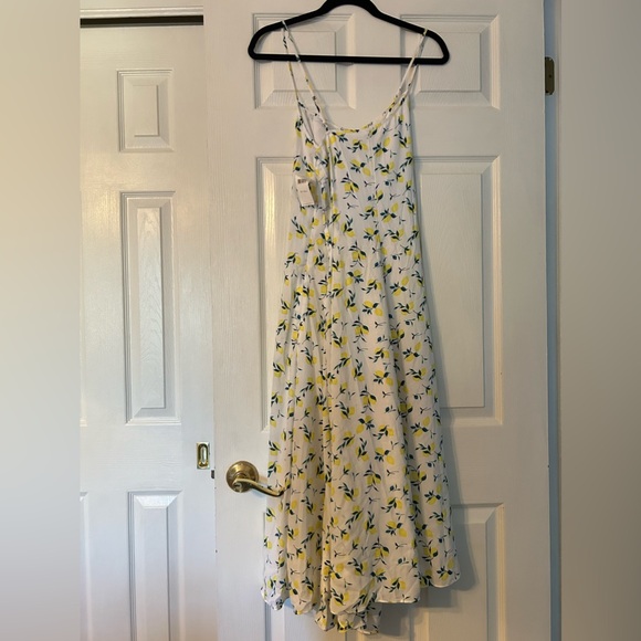 Banana Republic NWT White Lemon Print Midi Dress Size 10 Tall - Picture 3 of 11